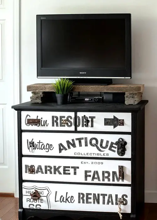 Diy TV Stand Dresser with Wood Shelf