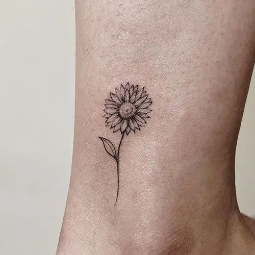 12 Black and white Tiny Sunflower Tattoo