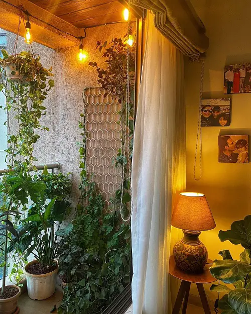 Balcony Trailing Warm Light Bulbs with Trailing Plants Ideas 5