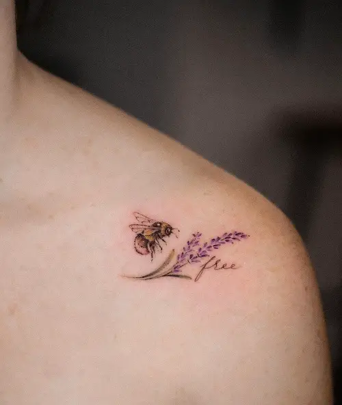 Bumble Bee and Lavender Tattoo