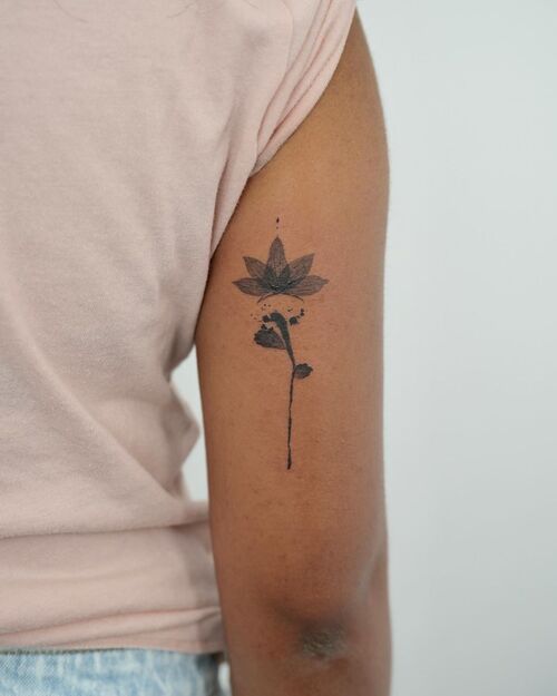 Small Shaded Lotus Tattoo