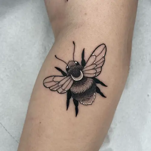 Fuzzy Bumble Bee with White Accents