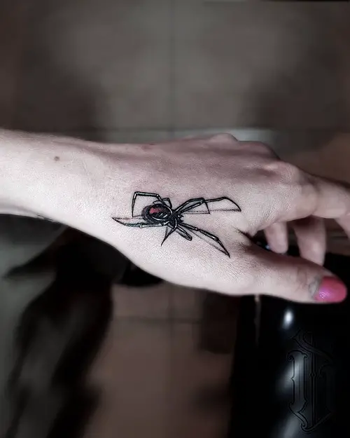 Micro Tattoo of Black Widow Spider
