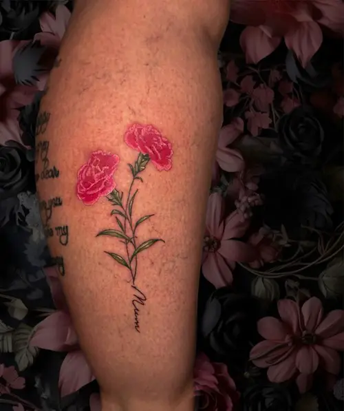 Pink January Birth Month Flower Tattoo of Carnation