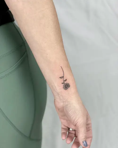 Tiny Sunflower Stem Idea Tattoo 11