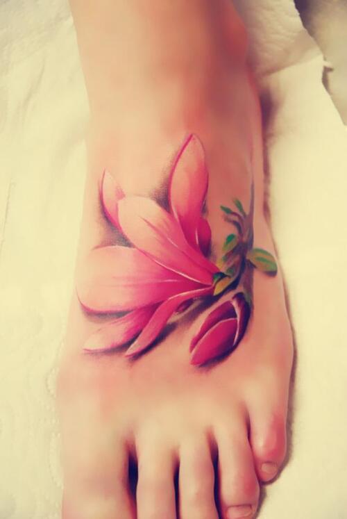 Magnolia on the Foot tattoo