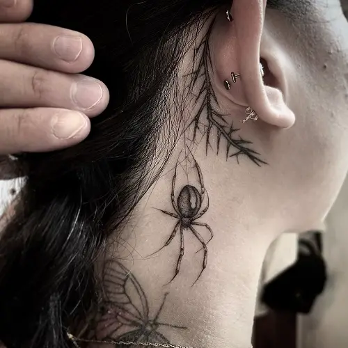Spider Neck Tattoo for Women