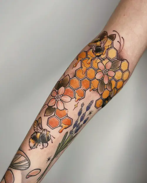 Honeycomb Forearm Piece with Bumble Bees
