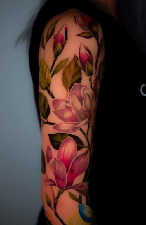 Magnolia Arm Cover tattoo
