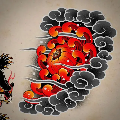 Traditional Japanese Chrysanthemum Tattoo