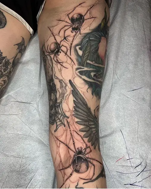 Bloody Red Spiders on the Leg