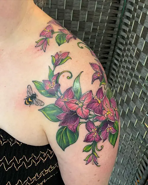 Bougainvillea and Bumble Bee Tattoo