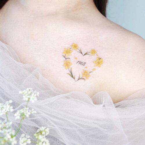 Heart of Daffodils with Birth Year