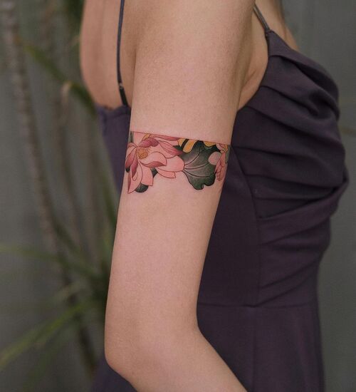 Small Lotus Armband Feminine Ink Tattoo