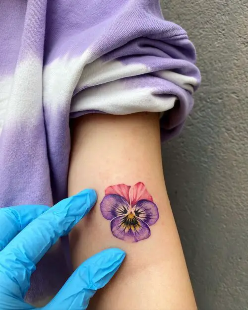 Pink and Purple Pansy tattoo