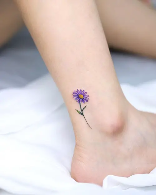 Small Flower Tattoo Purple Aster Flower