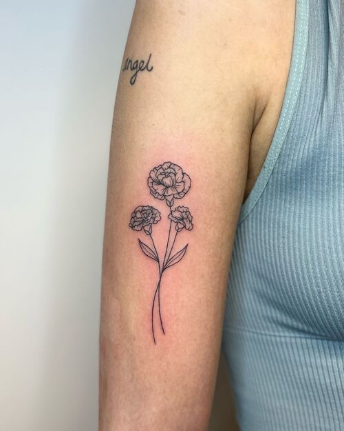 January Birth Flower Tattoo Simple Carnation Design