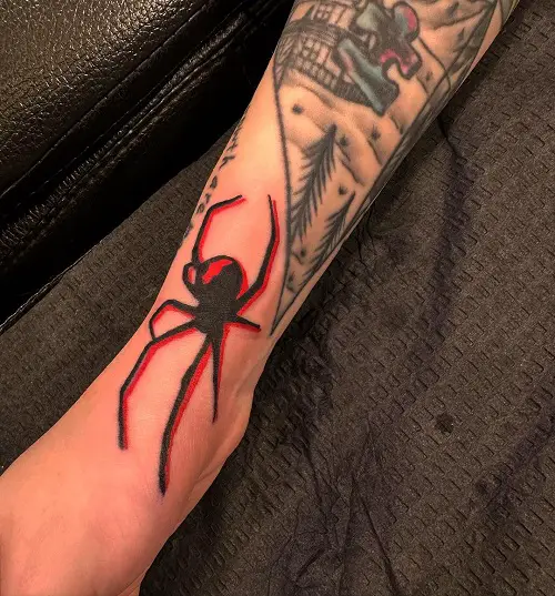 Black Widow with Red Highlights Tattoo