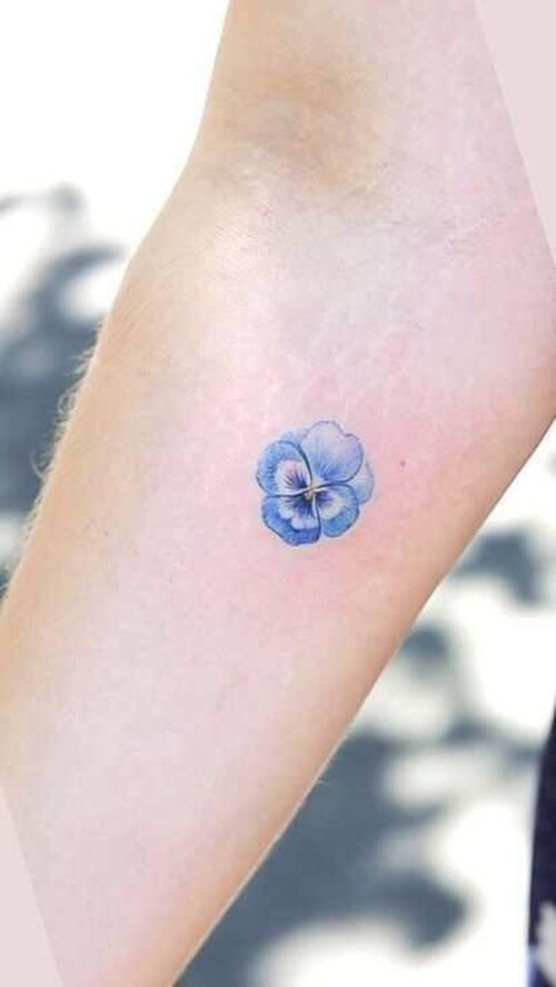 Blue Watercolor Pansy tattoo