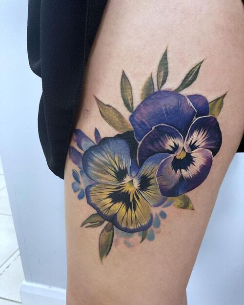 Blue Pansy Pair Tattoo 