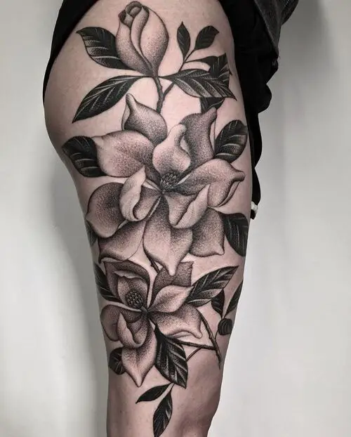 Massive Thigh Body Art with Magnolia