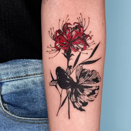 Spider Lily and Fish Body Art