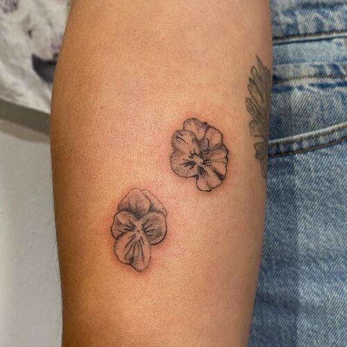 Pansy Pair on the Arm tattoo