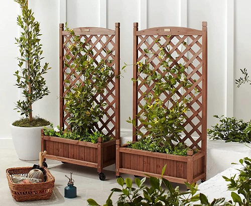 Indoor Planter Box with Lattice for vertical garden