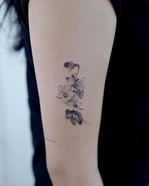 Dark Pansy Flowers tattoo