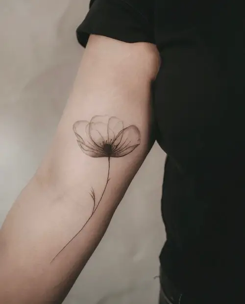 X-Ray Style Poppy Flower Tattoo