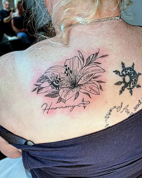 Lily and Bumble Bee Ink Tattoo 21