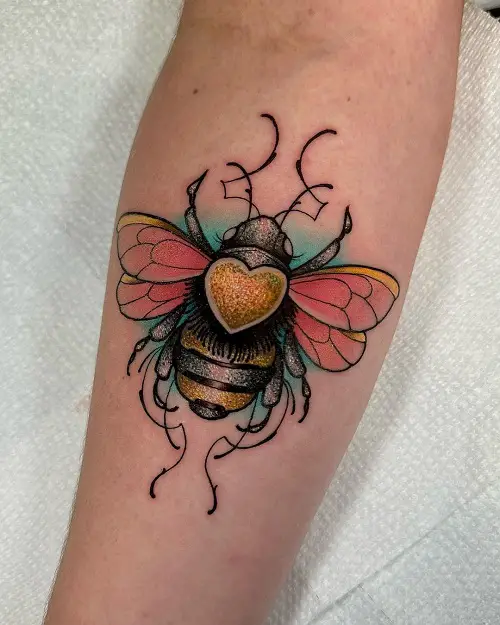 Cute Bee with a Heart on its Back tattoo