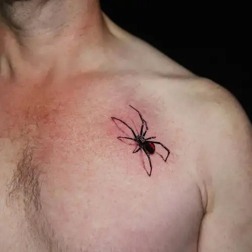 Realistic Black Widow on Skin tattoo