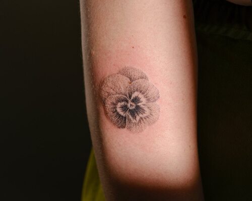 Handpoked Pansy Tattoo Idea