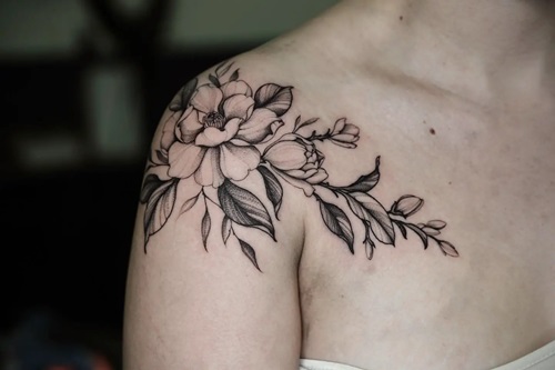 Magnolia Tattoo on Shoulder