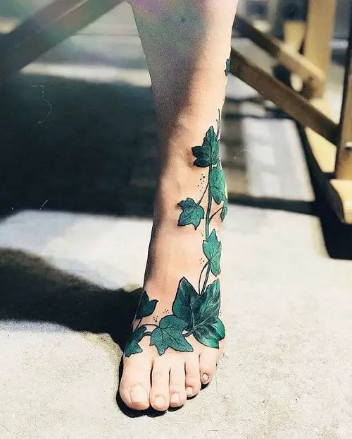 Foot Tattoo of Poison Ivy
