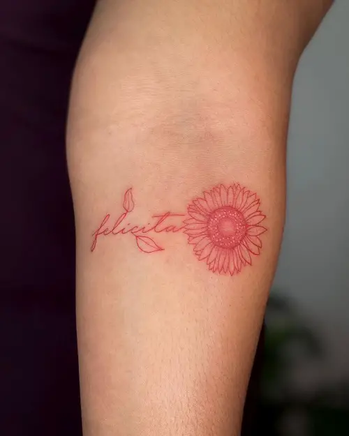 Heart Adorned with Small Sunflowers Tattoo