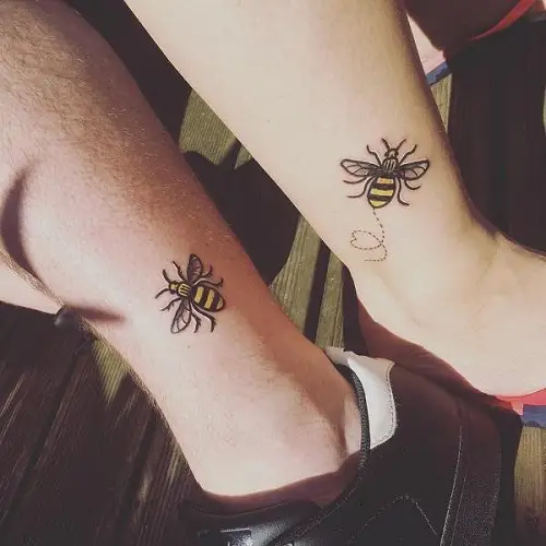 Couple Matching Bumble Bees Tattoo 27