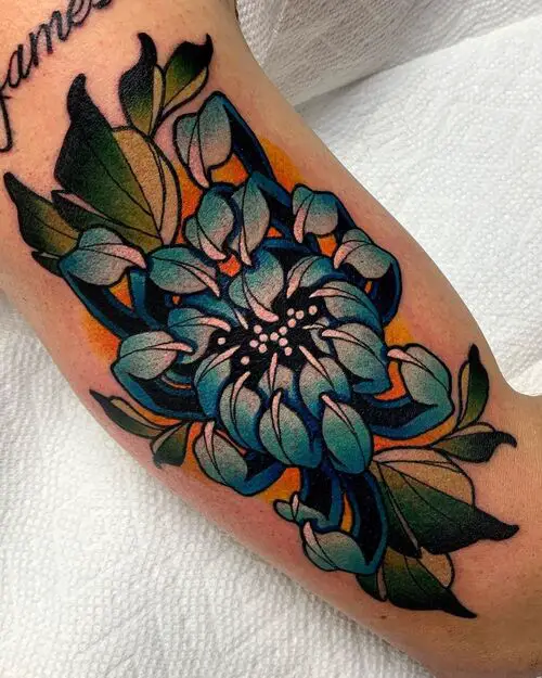 Chrysanthemum Blue Mum Tattoo Design