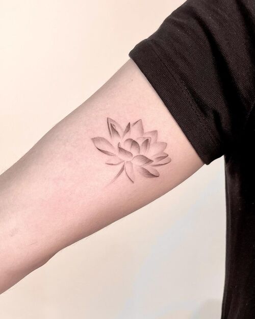 Shaded Lotus Ink Tattoo