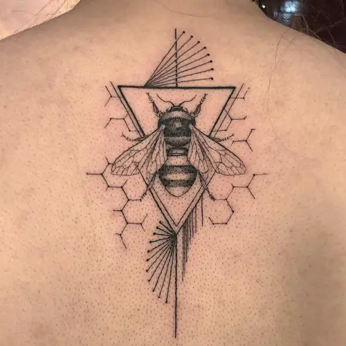 Bumble Bee Back Tattoo Idea