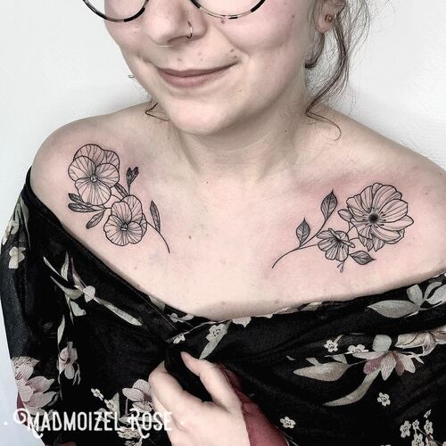 Pansy on the Collarbone tattoo