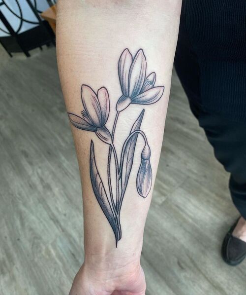 Black and Grey Snowdrop January Birth Ink