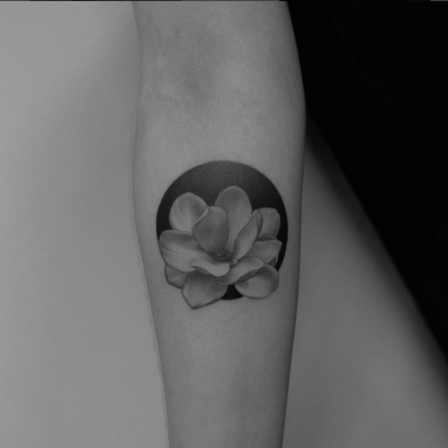 Magnolia Flower and Moon Idea tattoo