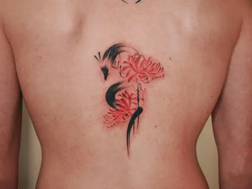 Dragon Silhouette and Spider Lily Design