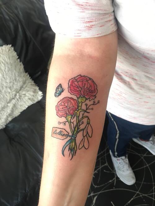 January Birth Flower Carnation and Snowdrop Tattoo