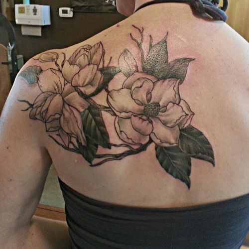 Back Tattoo of Magnolia