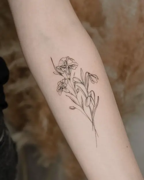 January Birth Flower Tattoo Snowdrop and Carnation Birth Flower