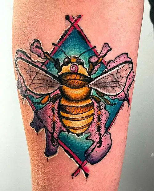 Watercolor Style Bumble Bee Ink