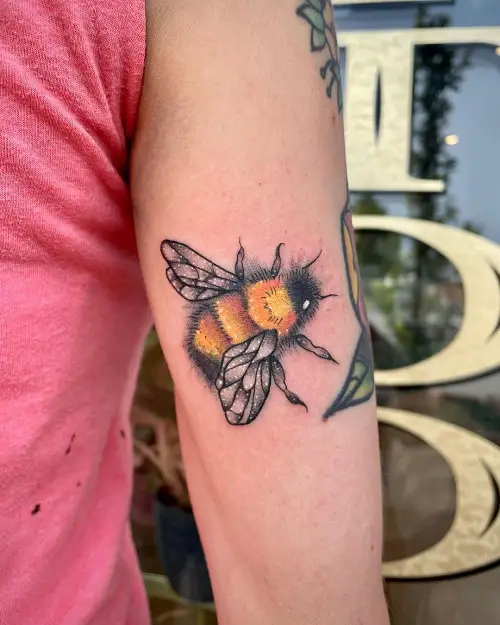 Golden Bumble Bee Tattoo
